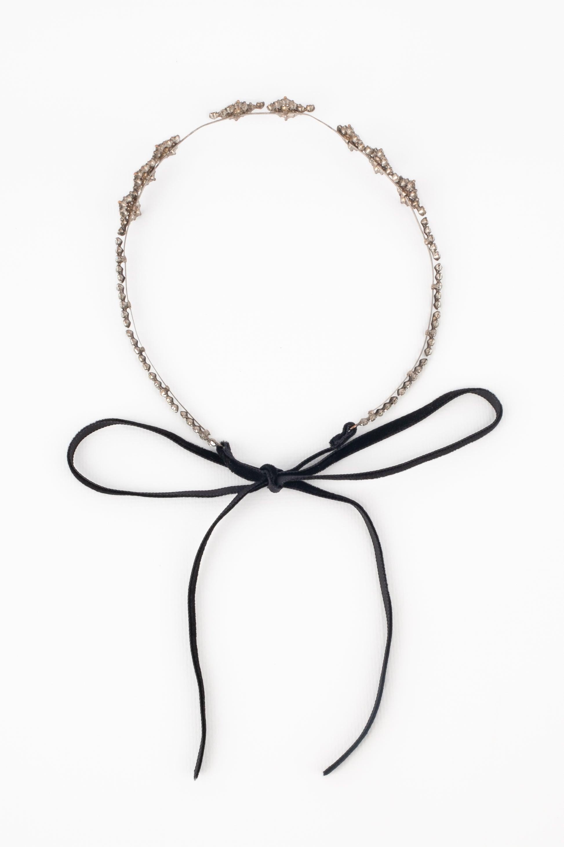 Women's Theater Drama Silvery Metal Head Jewelry, 1930s For Sale