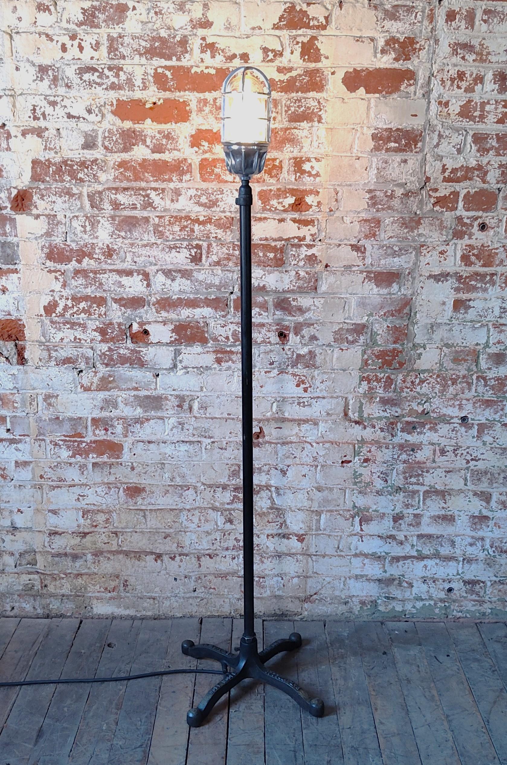Theater Ghost Light / Floor Lamp

Overall Dimensions: 13 1/2″ x 13 1/2″ x 59″ high

Materials: Glass & Steel