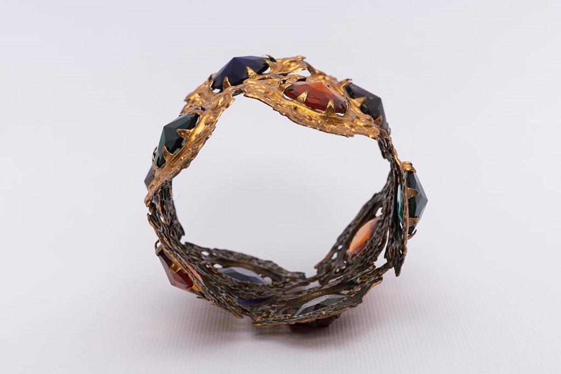 Theater Golden Cuff Bracelet, Circa 1920-1930's For Sale 1