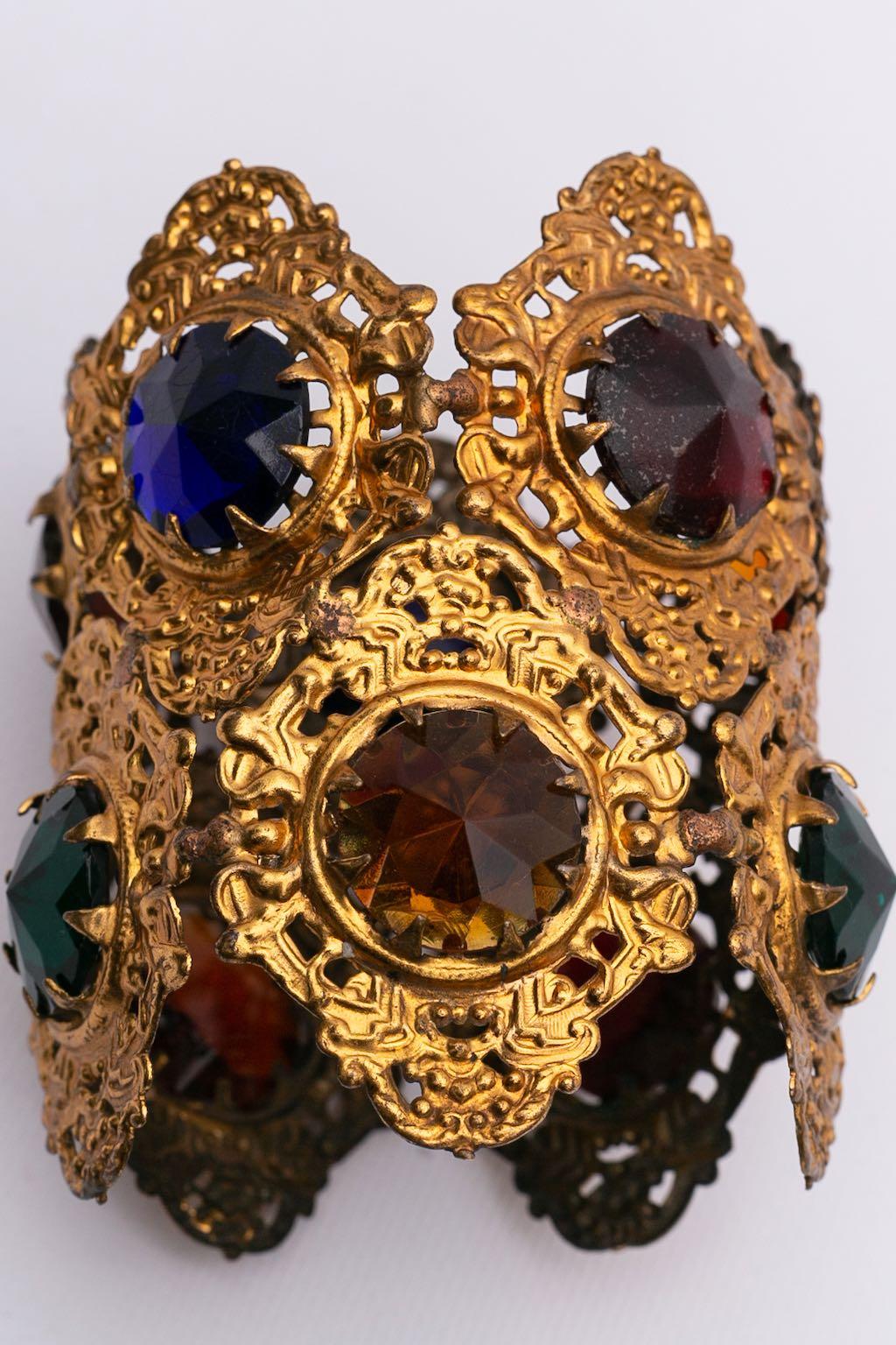 Theater Golden Cuff Bracelet, Circa 1920-1930's For Sale 2