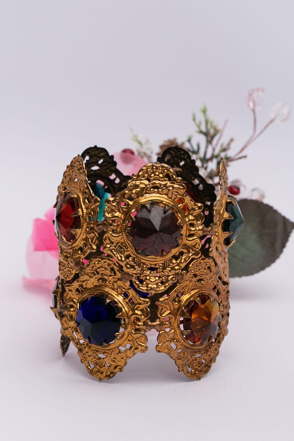 Theater Golden Cuff Bracelet, Circa 1920-1930's For Sale 5
