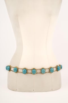 Theater Golden Metal Drama Belt with Blue Beetles