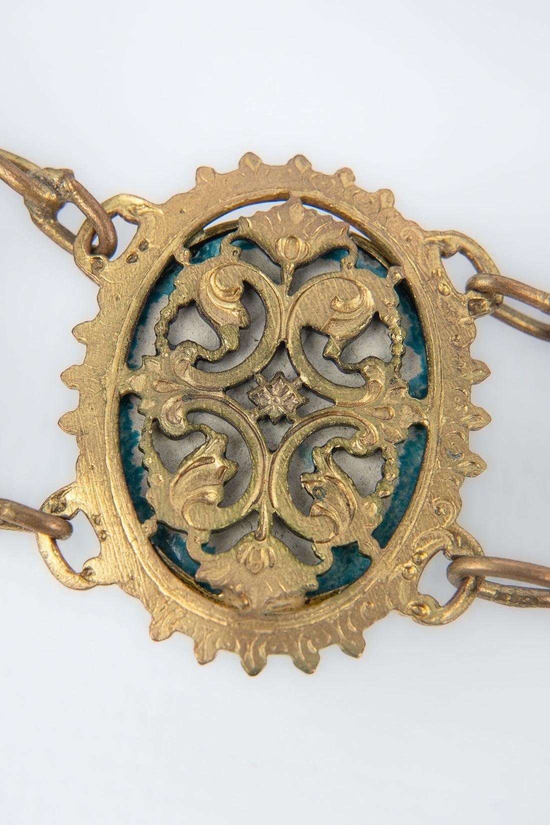 Theater Golden Metal Drama Belt with Blue Beetles For Sale 2