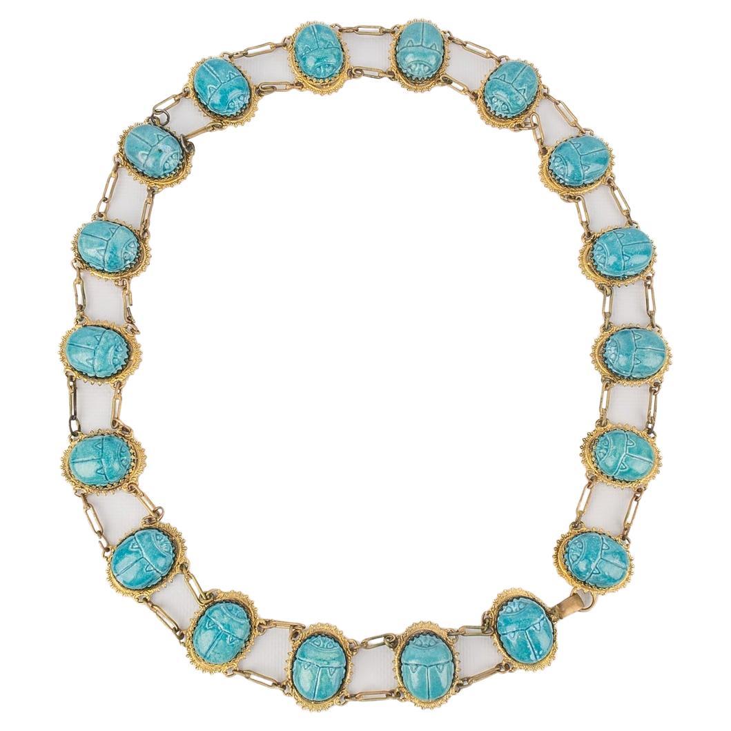 Theater Golden Metal Drama Belt with Blue Beetles