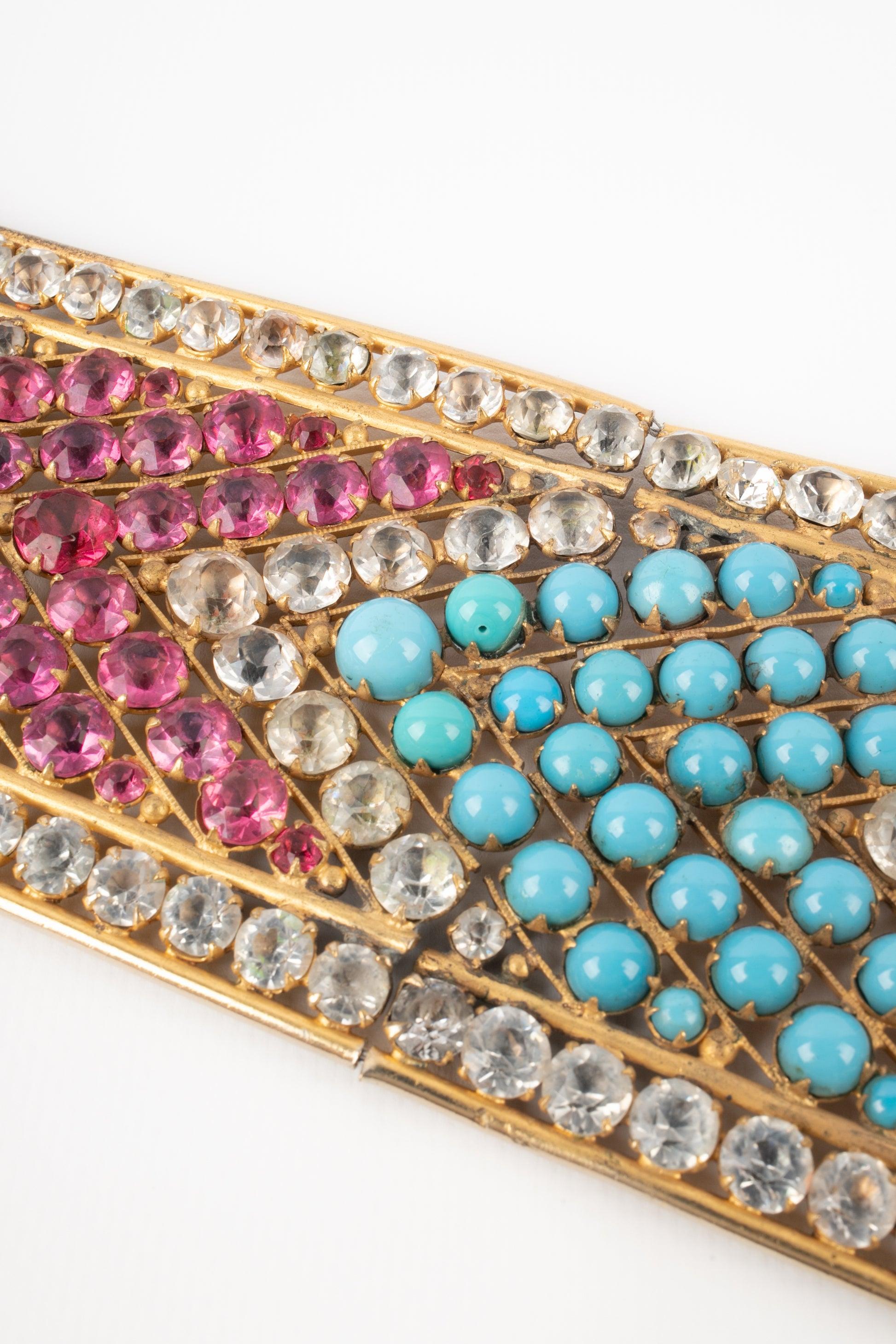 Theater Golden Metal Drama Necklace, 1930s For Sale 1
