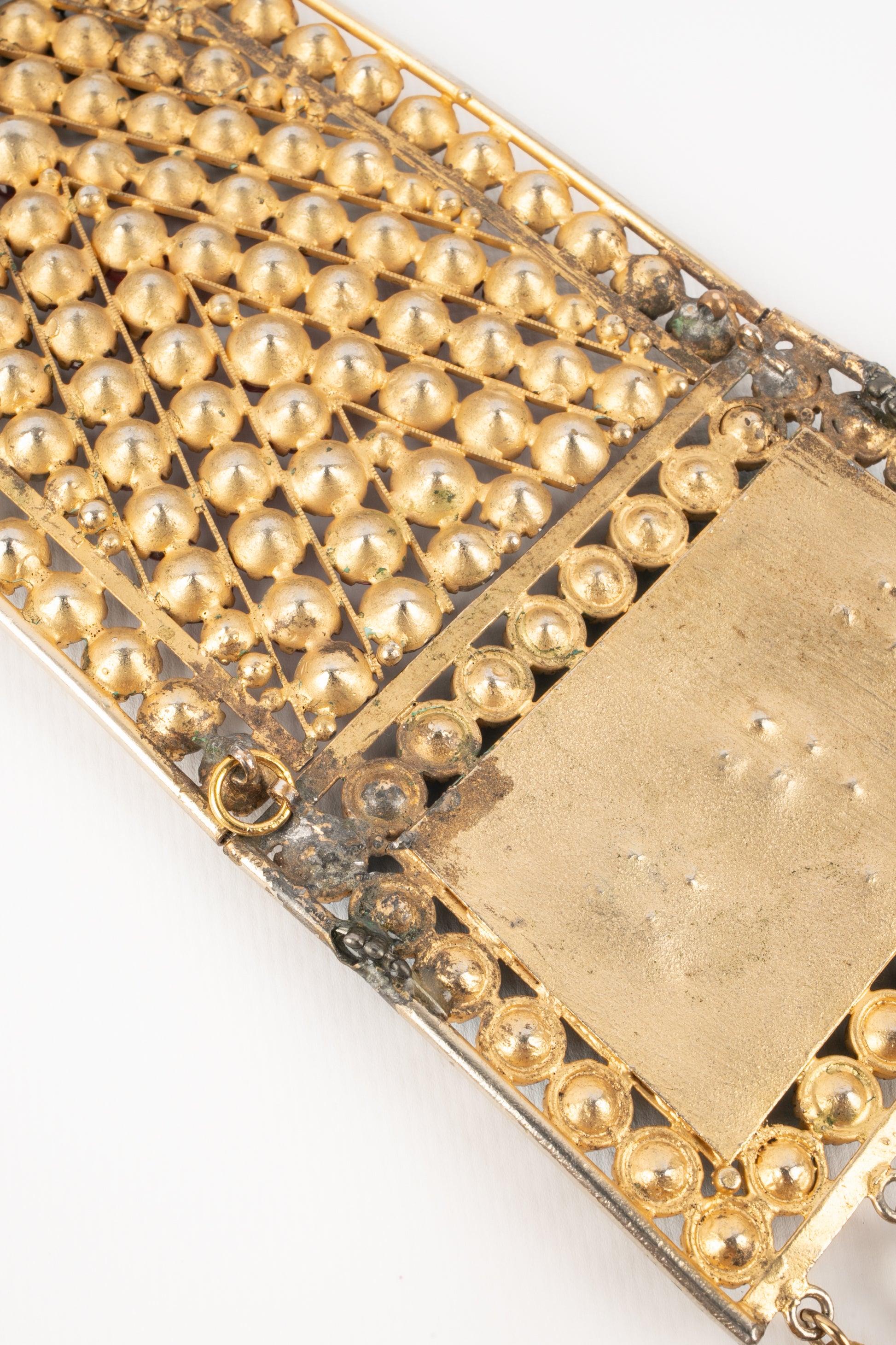 Theater Golden Metal Drama Necklace, 1930s For Sale 4
