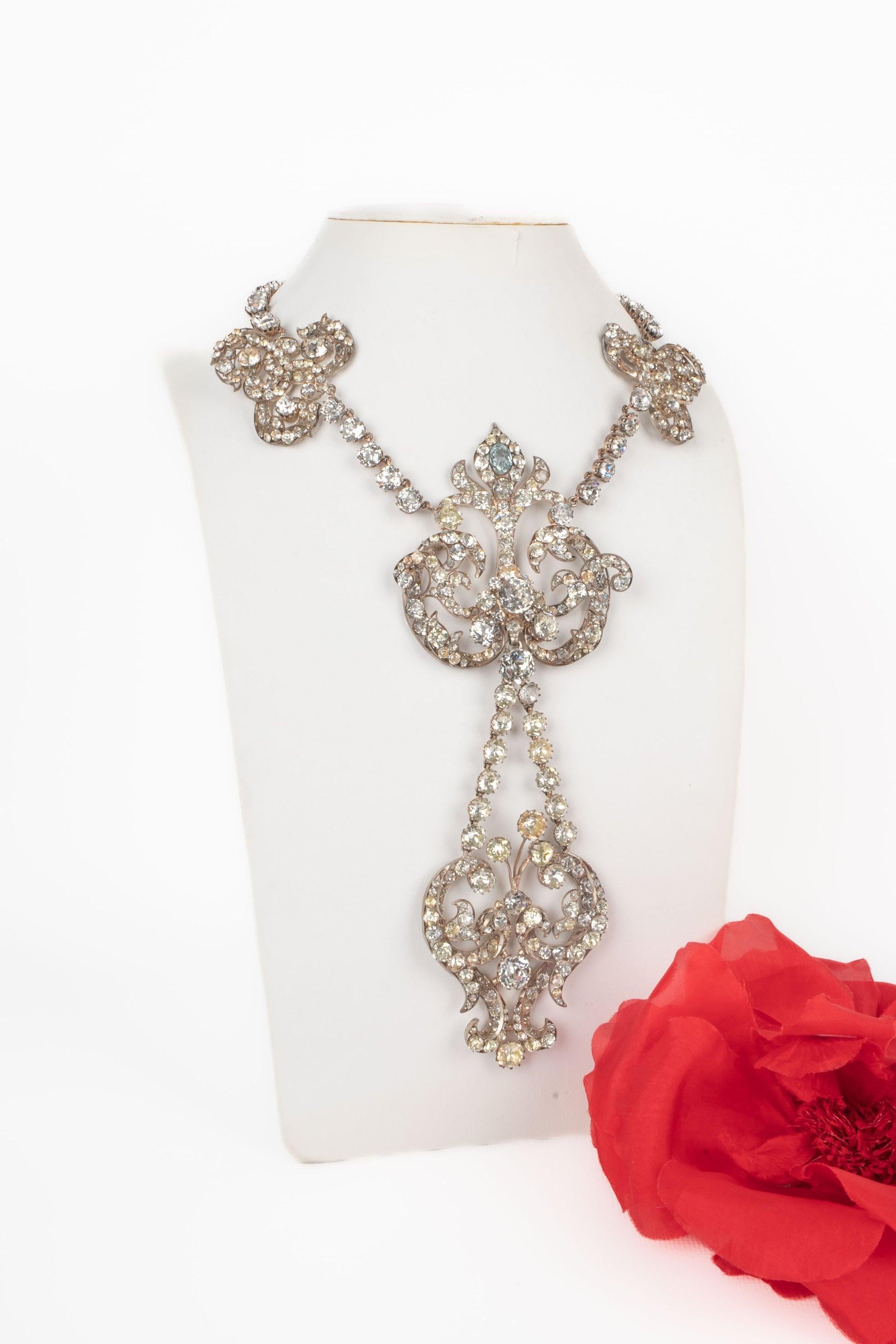 Theater Golden Metal Drama Rhinestone Necklace For Sale 3