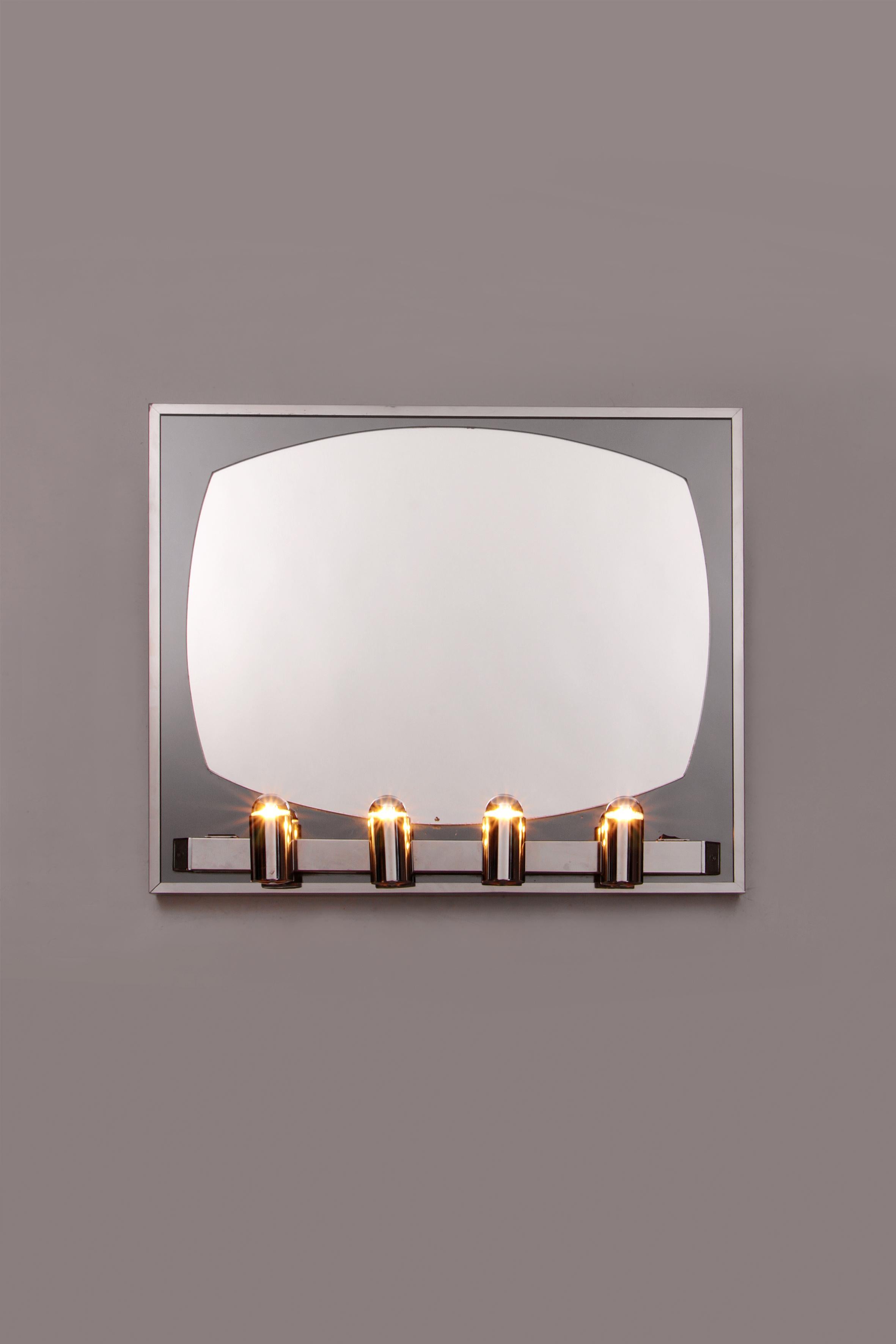 Arts and Crafts Theater Layout Mirror with Lighting, 1960 Netherlands For Sale