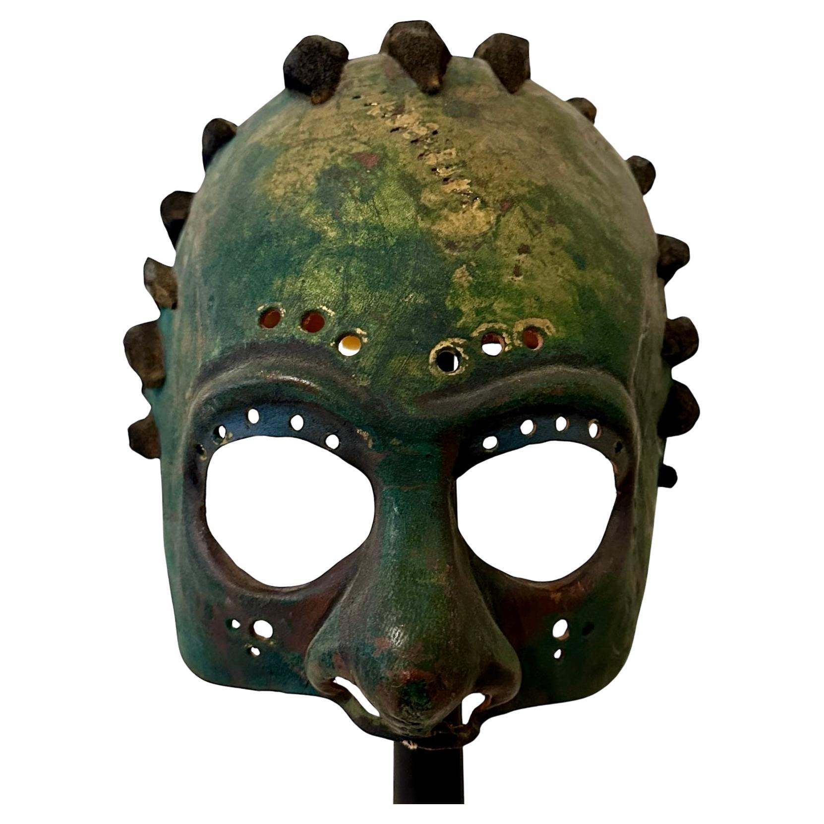 Expressionist Theater Mask by Wolfgang Utzt in treated Leather for the Play 