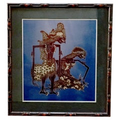 Theater of Shadows Indo-Filipino Batik Shadow Puppets Painting Signed Ayu