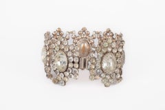 Theater Silvery Metal Bracelet with Rhinestones