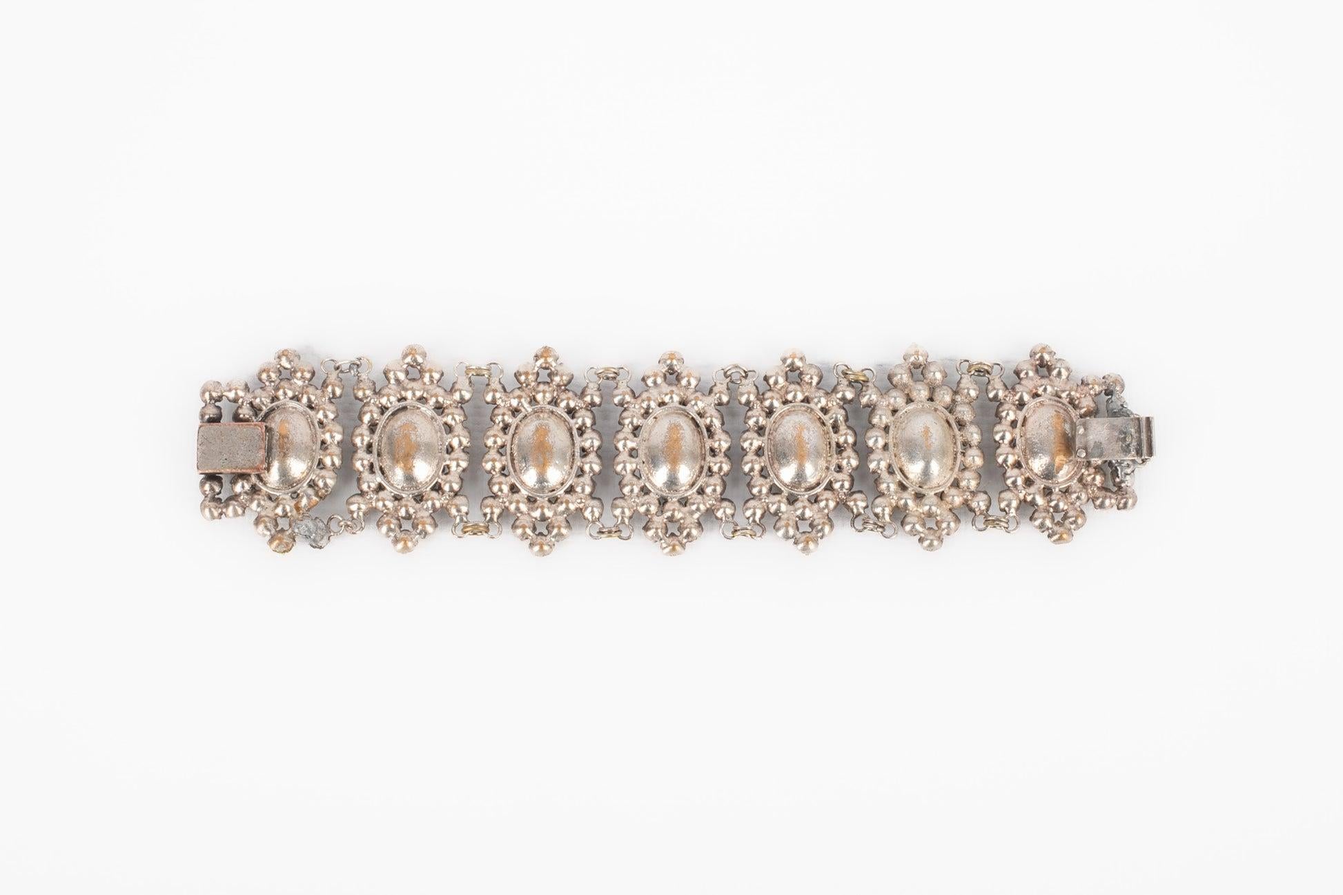 Women's Theater Silvery Metal Bracelet with Rhinestones For Sale