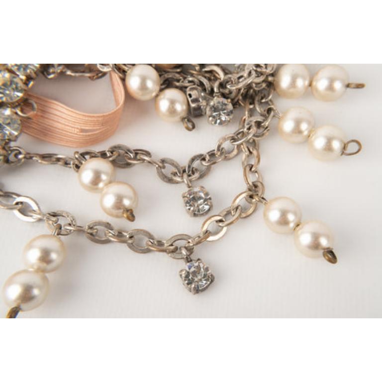 Theater Silvery Metal Drama Arm Bracelet with Rhinestones For Sale 2