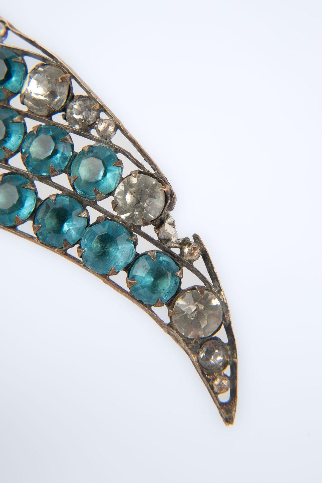 Theater Silvery Metal Drama Crown with Blue Rhinestones In Good Condition For Sale In SAINT-OUEN-SUR-SEINE, FR