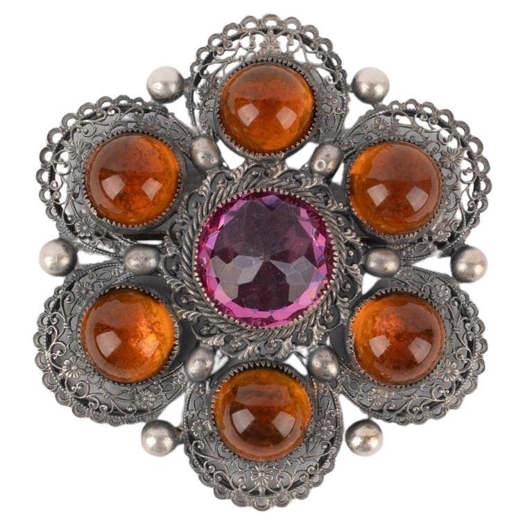 Theater Dramatische durchbrochene Silber-Metallbrosche