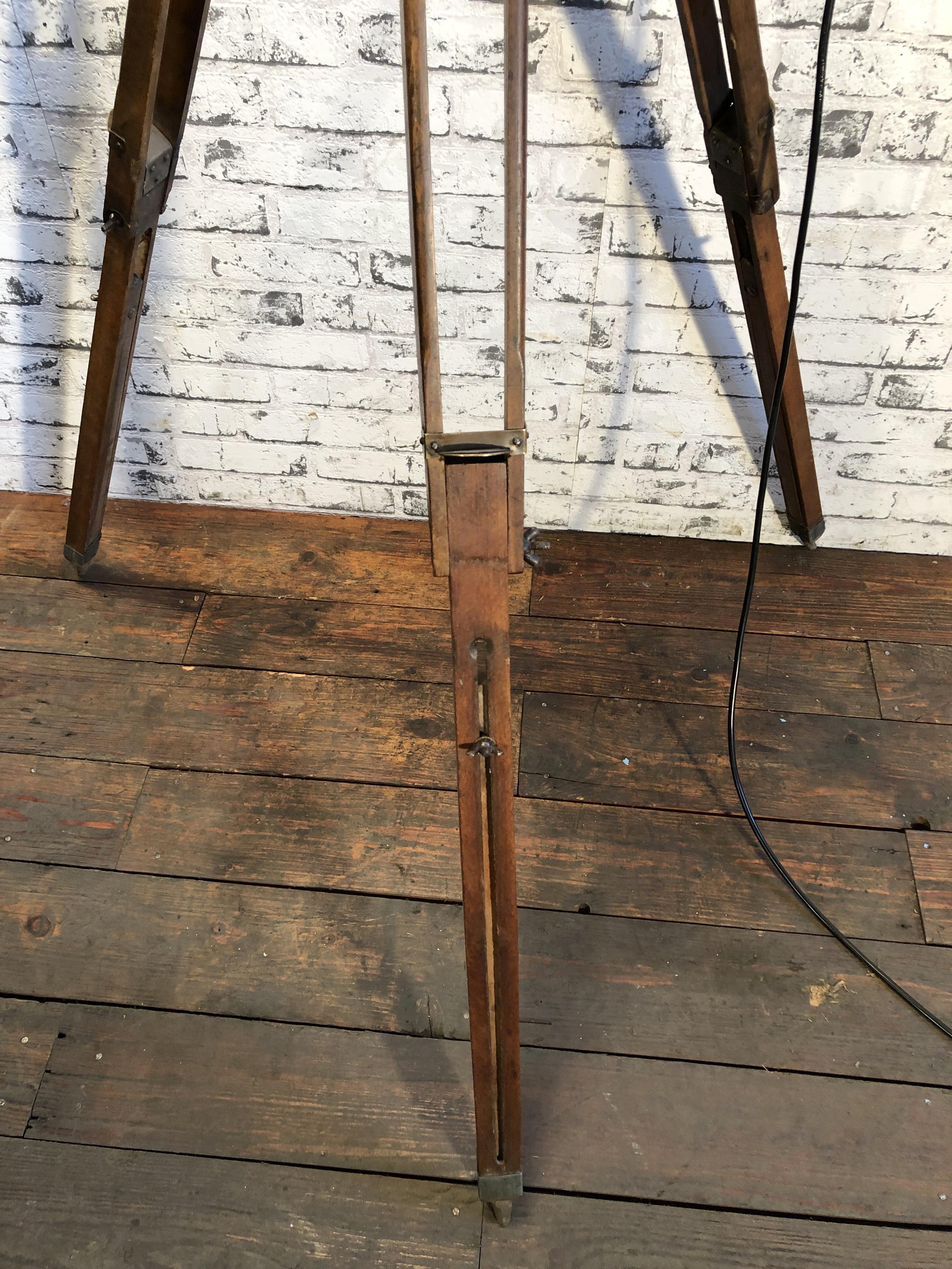 Theater Spotlight on Wooden Tripod Base, 1950s For Sale 1