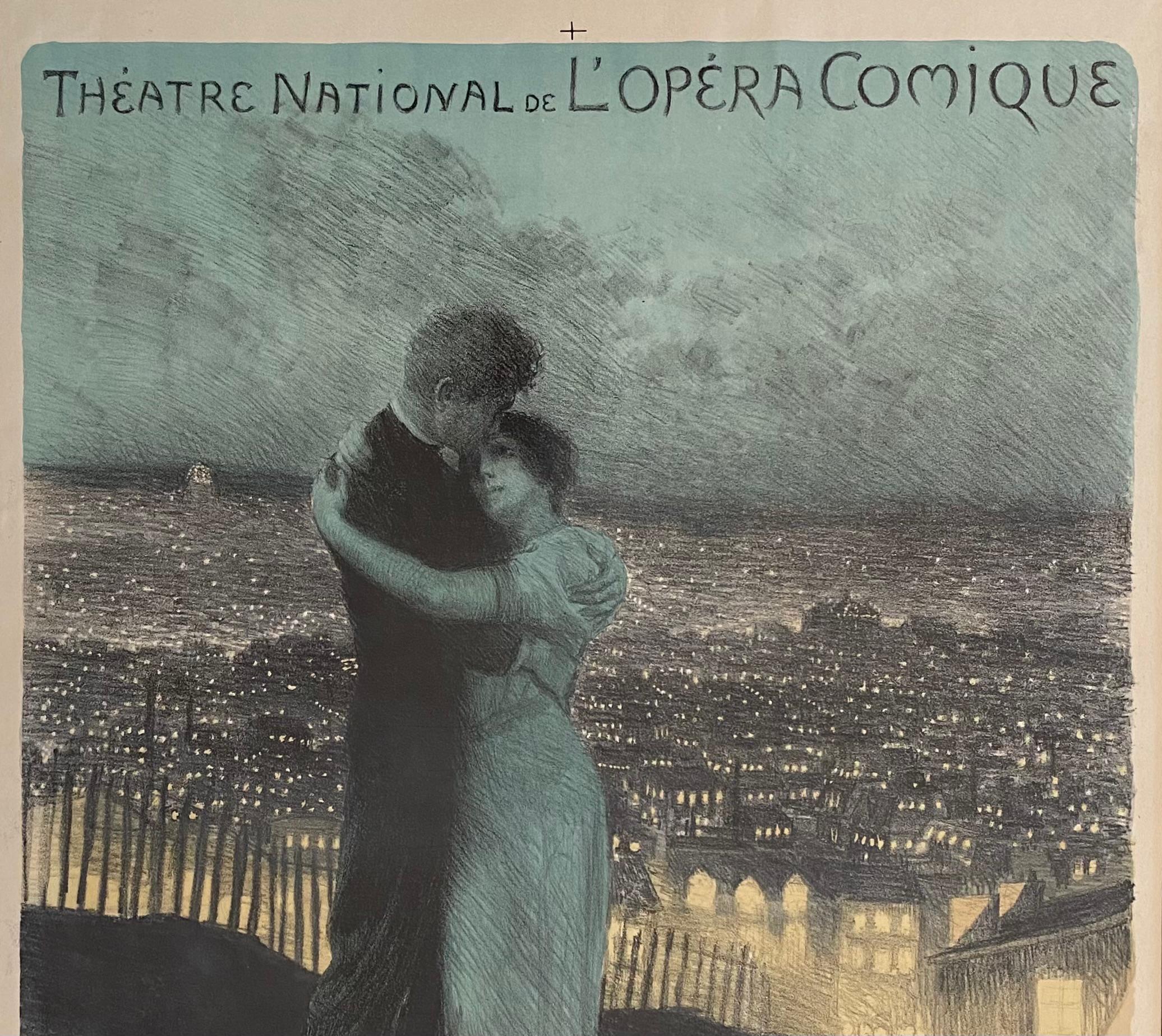 A fine Art Deco style Poster for Louise, by Gustave Charpentier (1860-1956). Theatre Nationale de l'Opera-Comique of Paris. 
Graphics by Rochegrosse, publisher Delanchy, Paris, 1900

A very nice decorative poster, professionally framed. 

Measures: