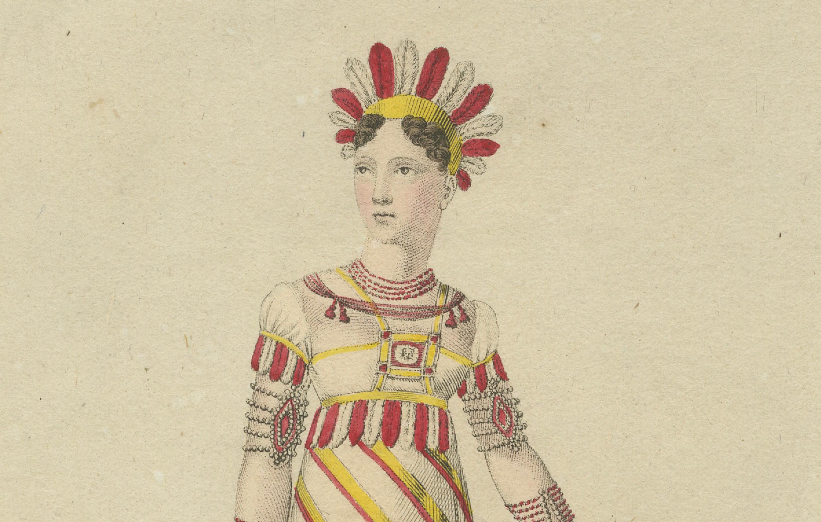 Inizio XIX secolo Rappresentazione teatrale di una donna peruviana nell'arte europea del XIX secolo in vendita