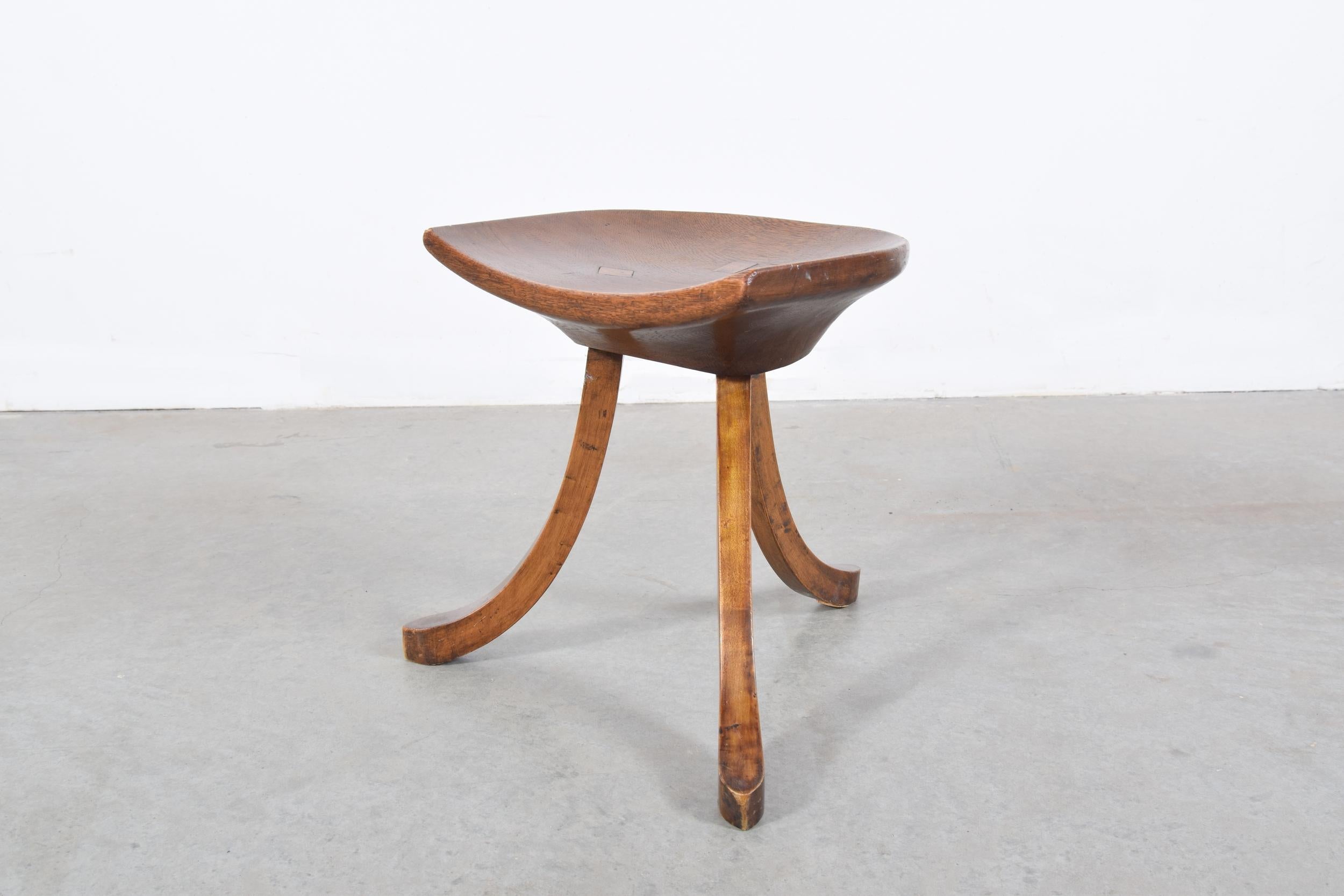 Theban stool in walnut, designed by Adolf Loos, circa 1903.

J. Veillich
Austria, 1903
Measures: 17 W × 16 D × 14 H 

literature: Adolf Loos: Works and Projects, Bock, ppg. 86, 114, 199, 213 Vienna 1900 and the Heroes of Modernism, Brandstätter, pg.