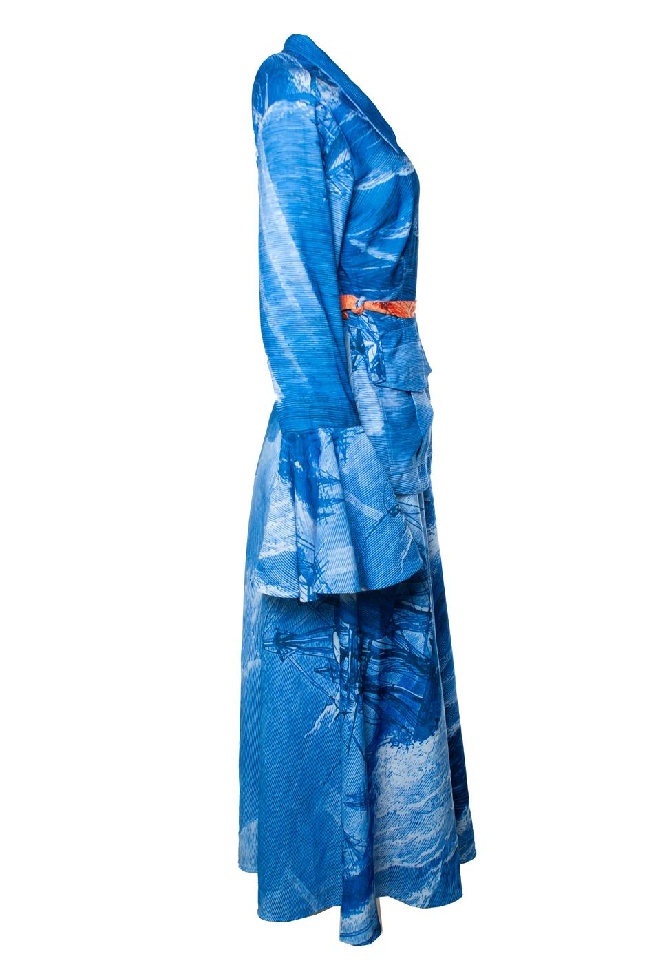 Thebe Magugu, robe portefeuille midi en popeline imprimée Neuf - En vente à AMSTERDAM, NL