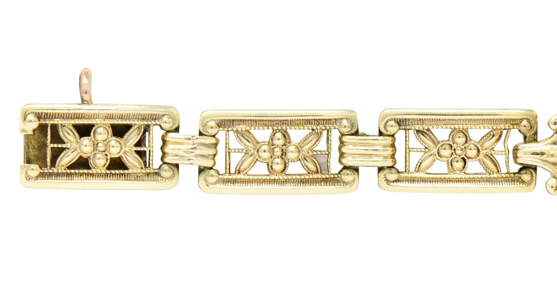 Theberath & Co. Art Nouveau Carnelian 14 Karat Gold Bracelet 1