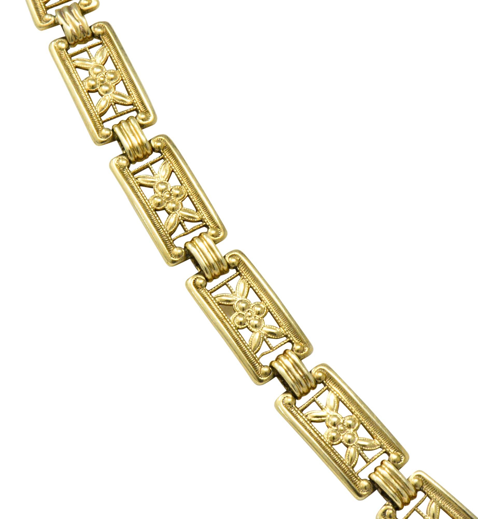 Theberath & Co. Art Nouveau Carnelian 14 Karat Gold Necklace 3