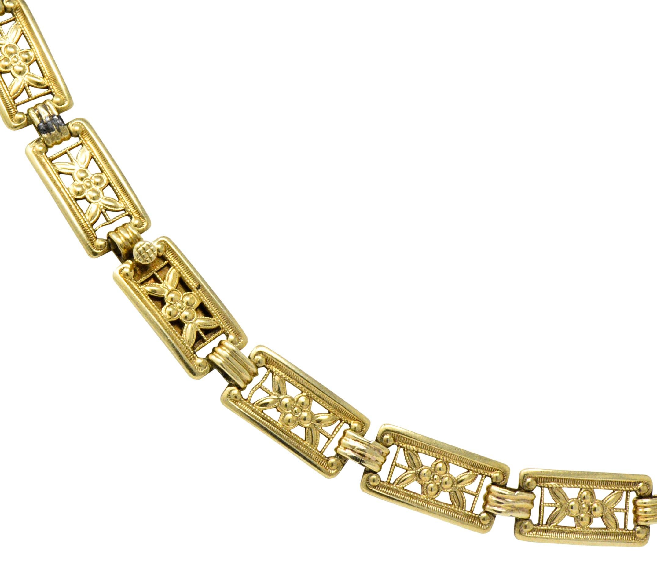 Theberath & Co. Art Nouveau Carnelian 14 Karat Gold Necklace 4