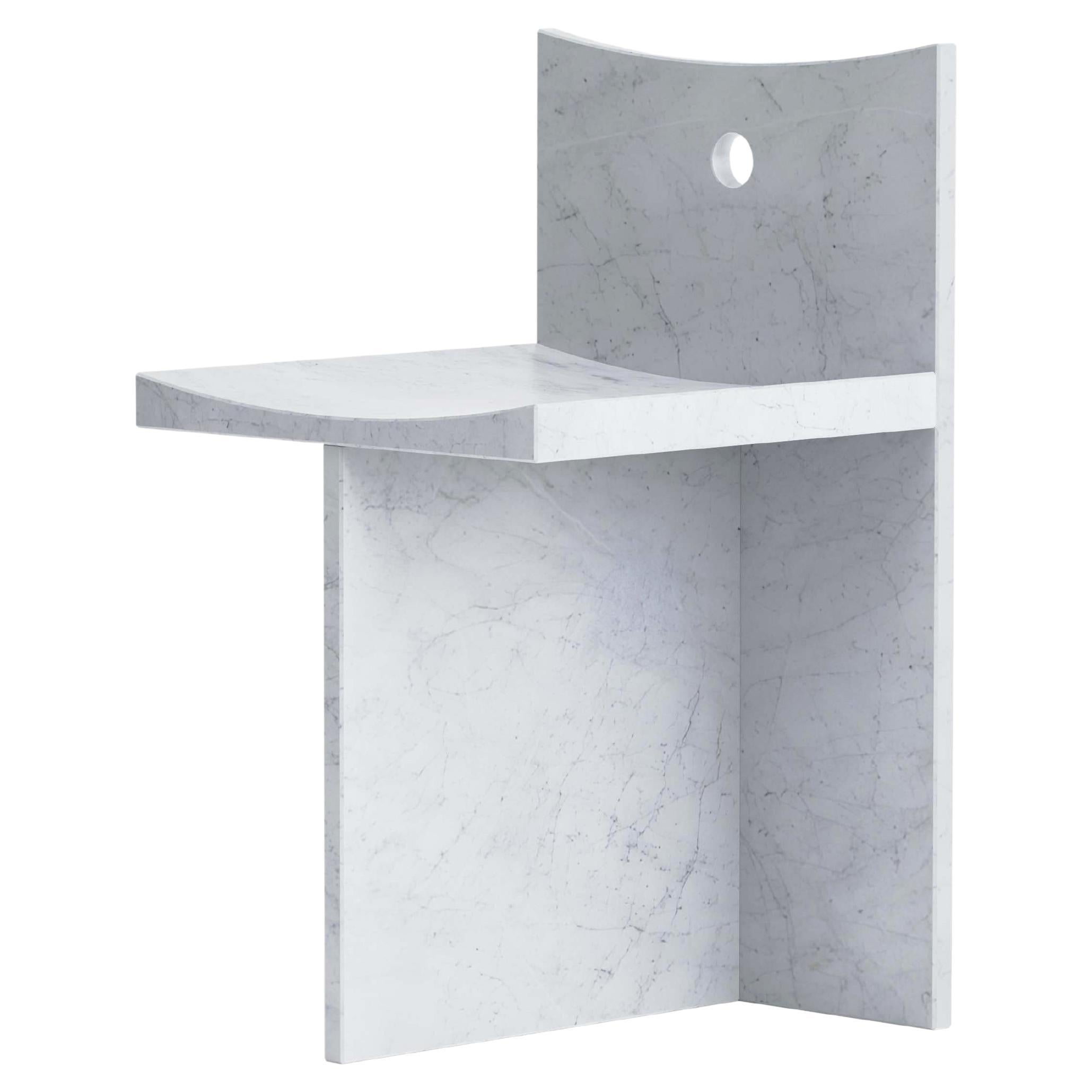 Thebes - Carrara White Marble Low Back Chair Designed by McGannon Saad