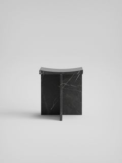 Thebes - Marquina Black Marble Contemporary Stool Designed by McGannon Saad