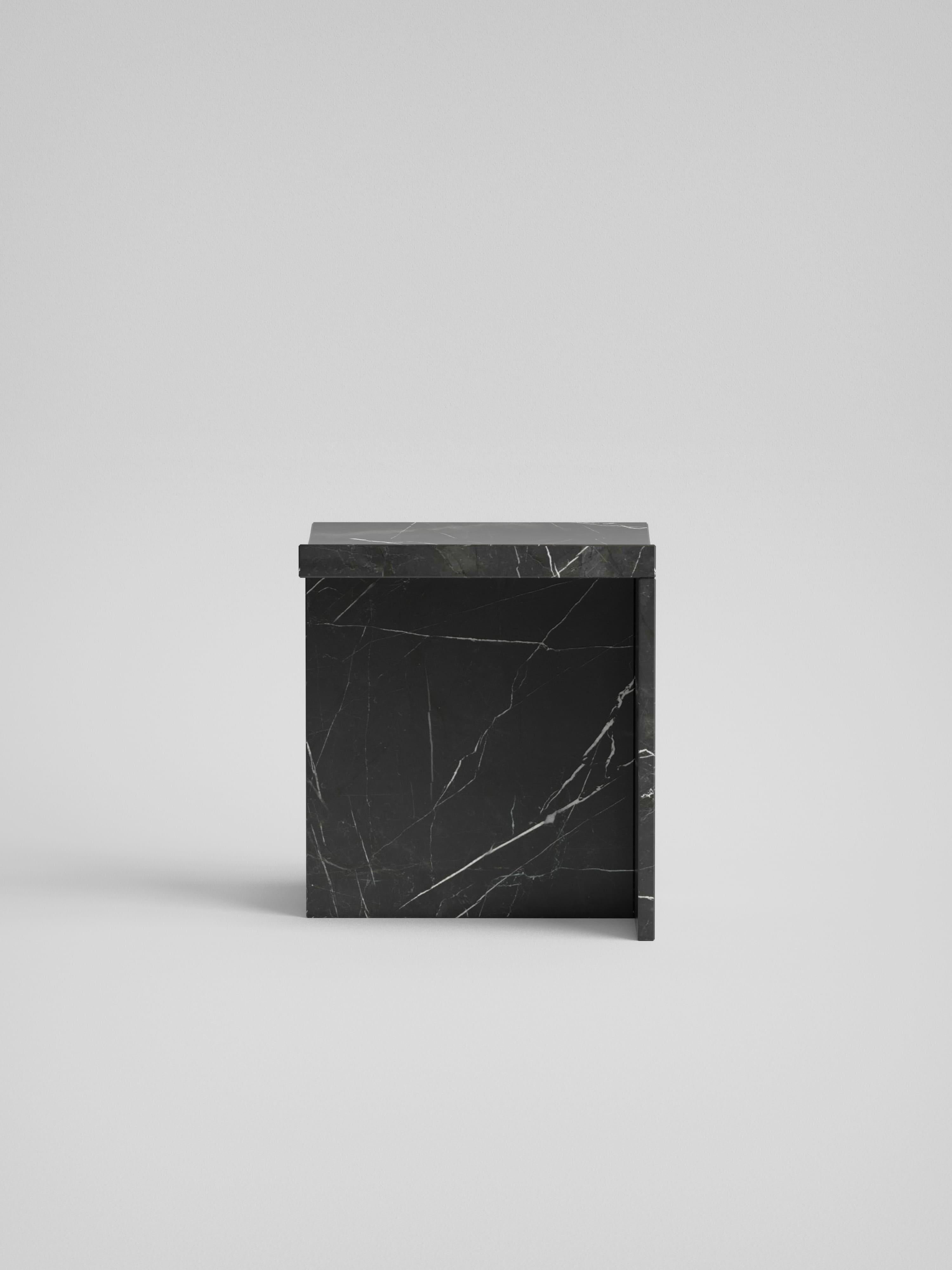 Italian Thebes - Marquina Black Marble Contemporary Stool Designed by McGannon Saad For Sale