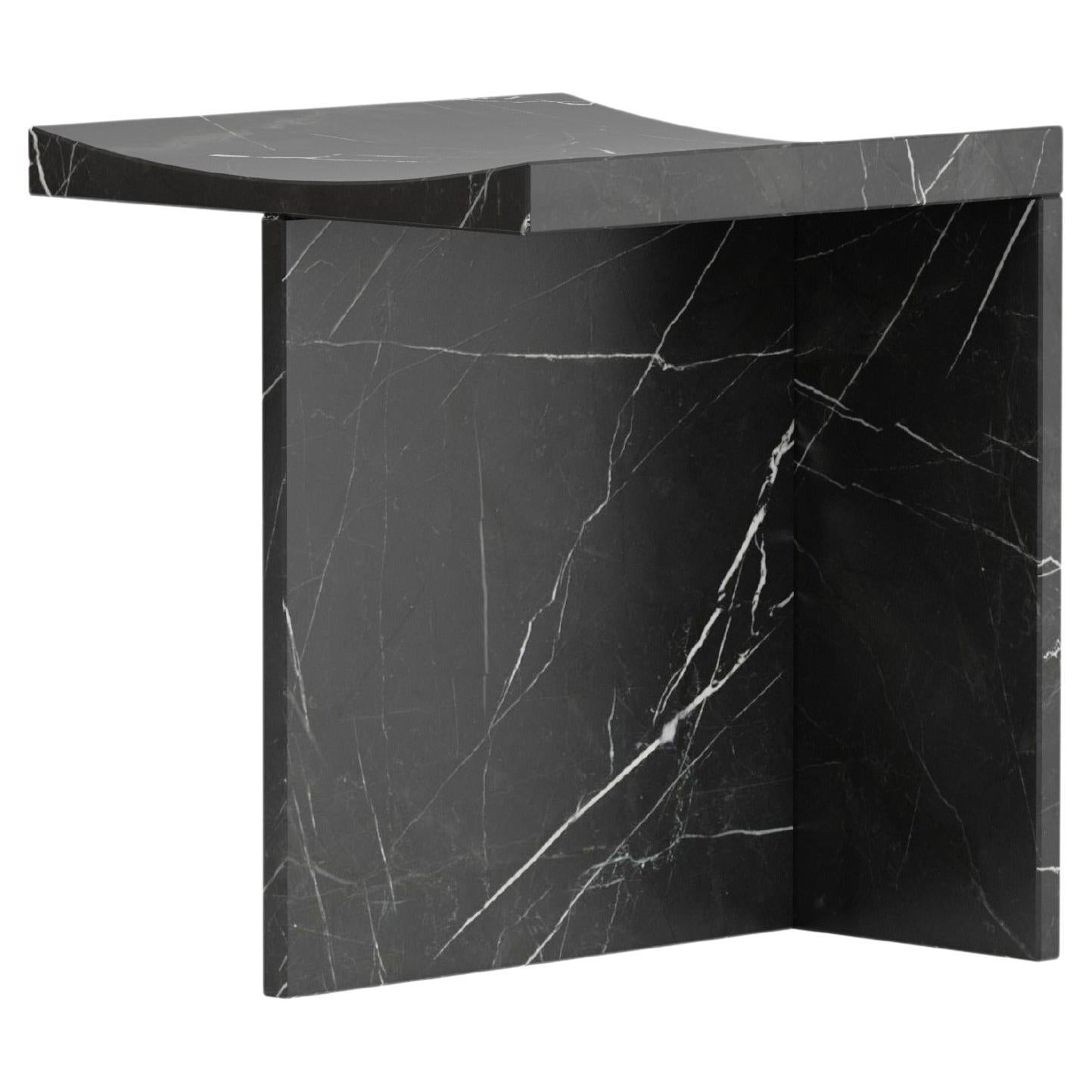 Thebes - Marquina Black Marble Contemporary Stool Designed by McGannon Saad For Sale