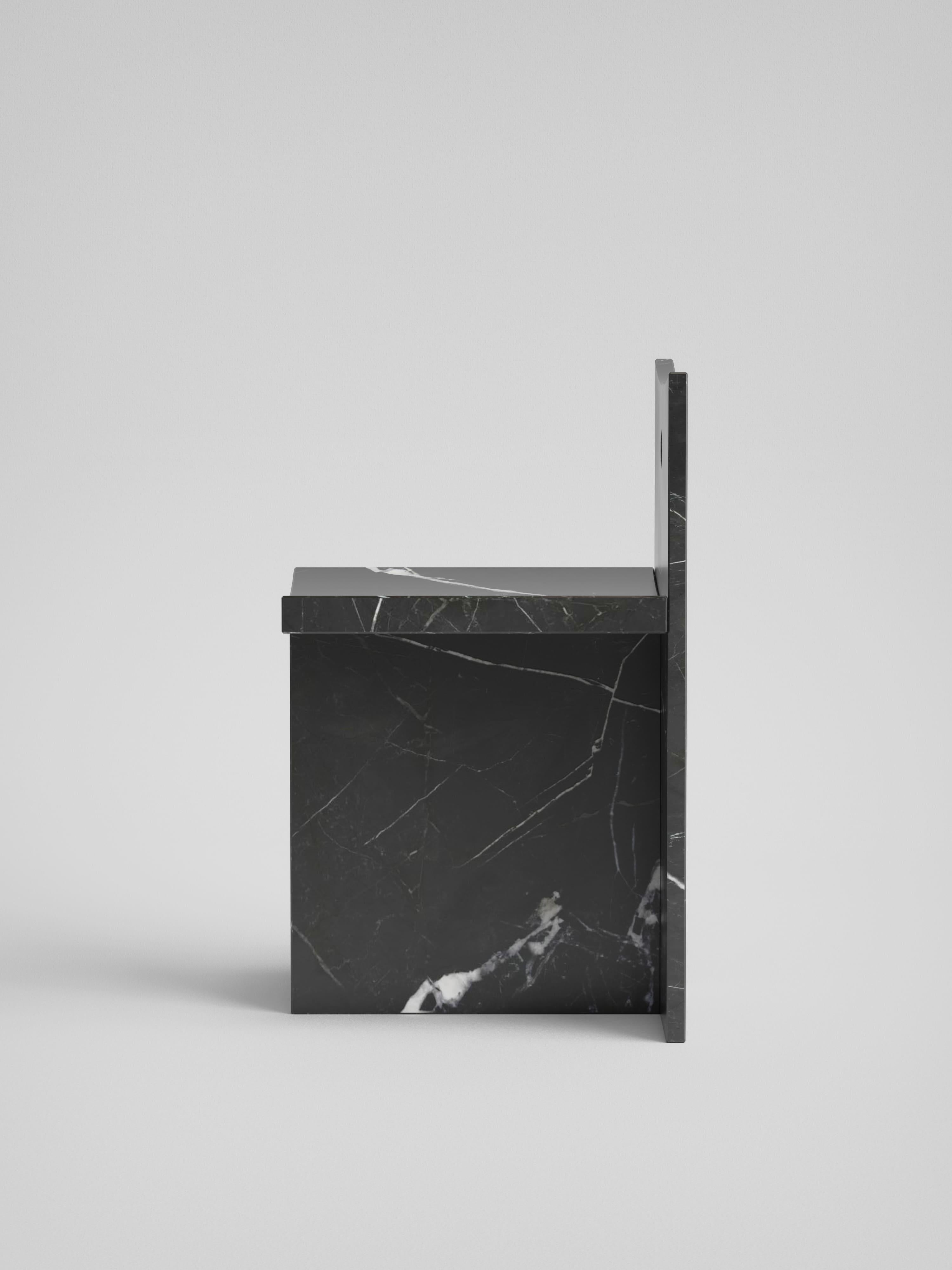Italian Thebes - Marquina Black Marble Low Back Chair Designed by McGannon Saad For Sale