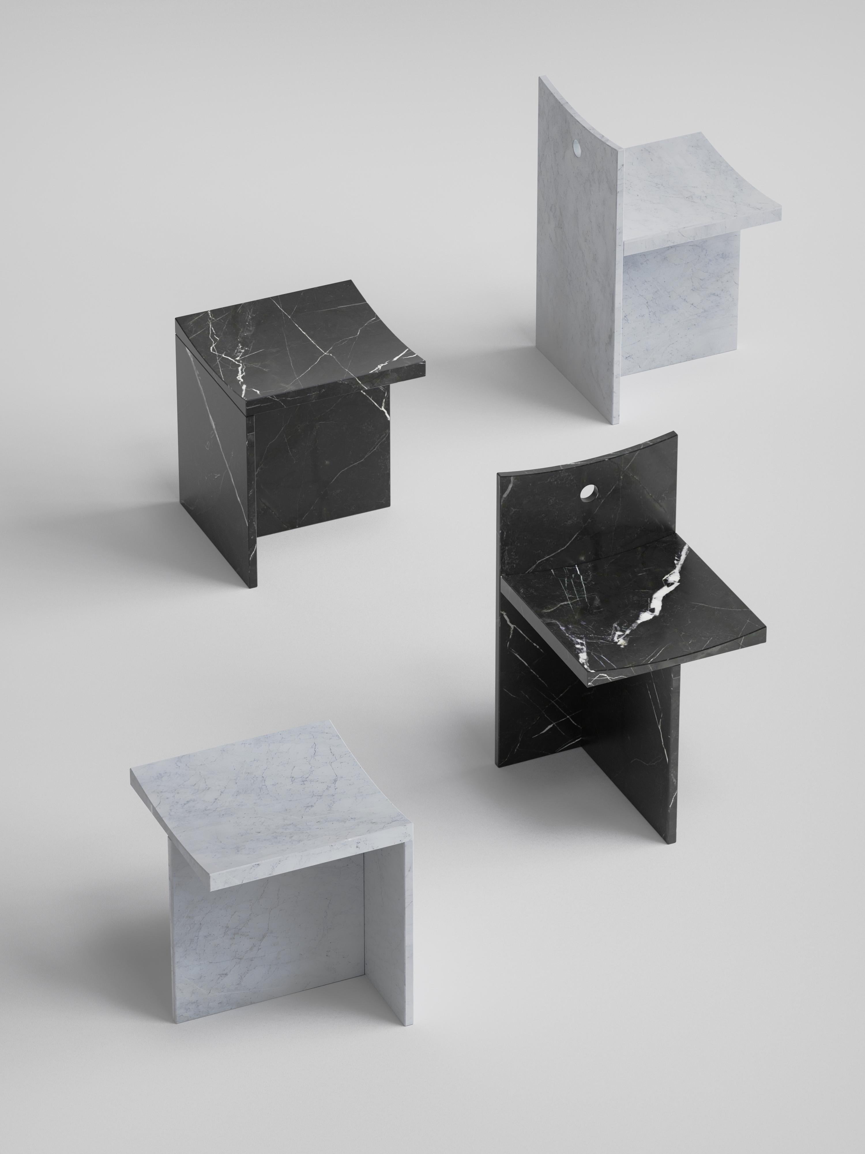 Contemporary Thebes - Marquina Black Marble Low Back Chair Designed by McGannon Saad For Sale