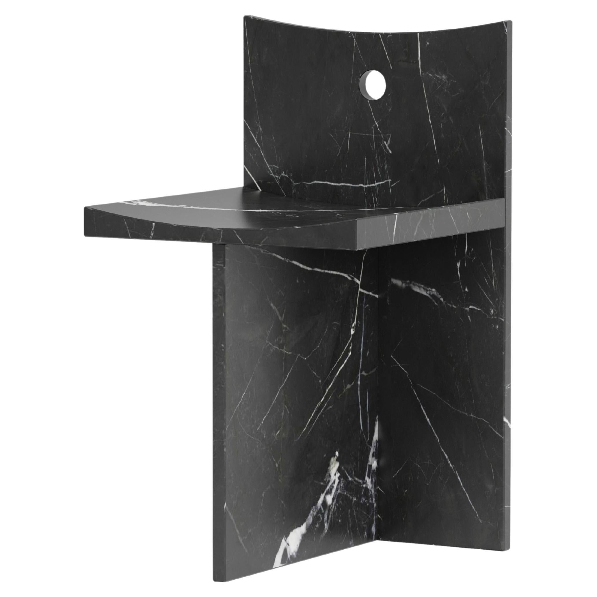 Thebes - Marquina Black Marble Low Back Chair Designed by McGannon Saad