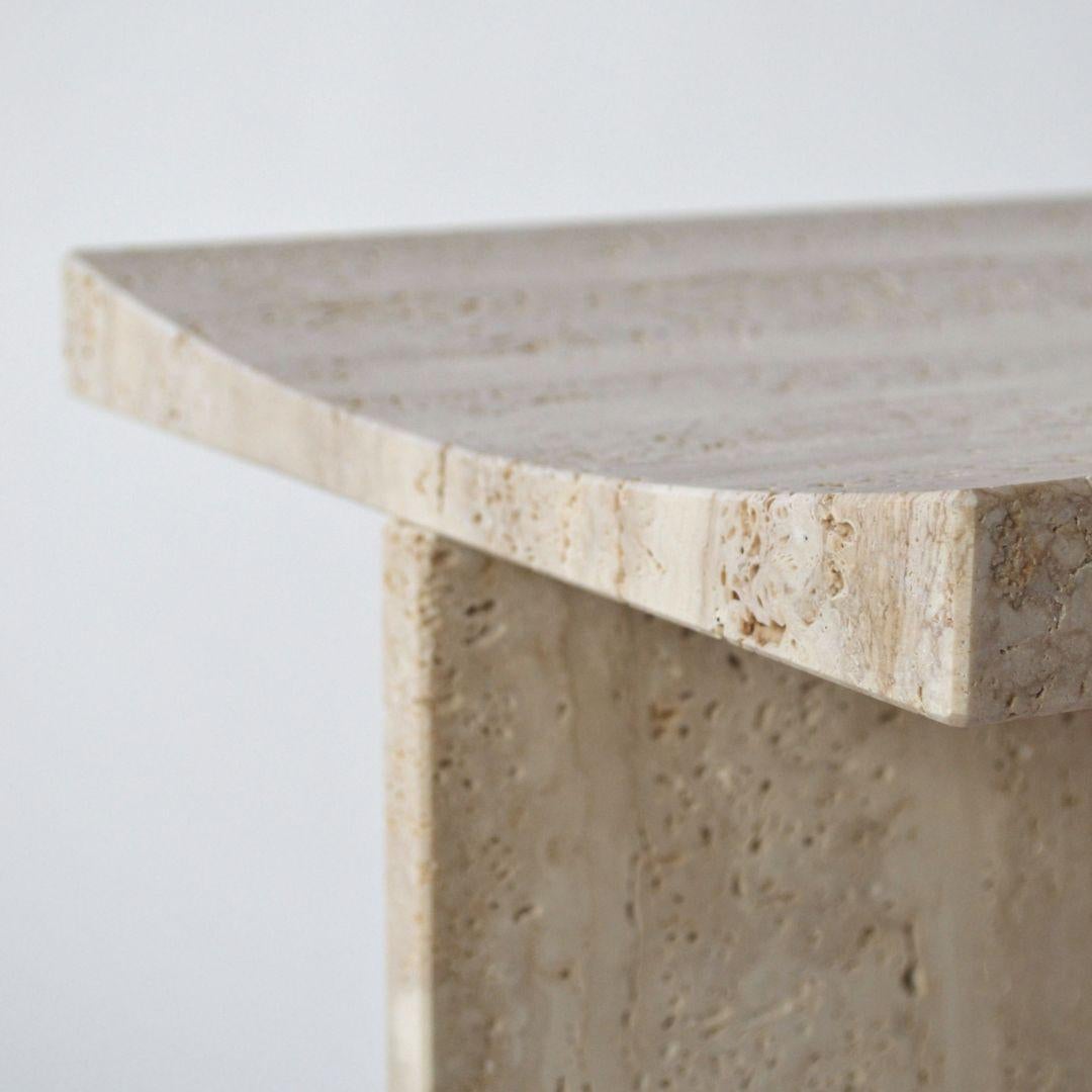 Carved Thebes - Roman Travertine Contemporary Stool Designed by McGannon Saad For Sale