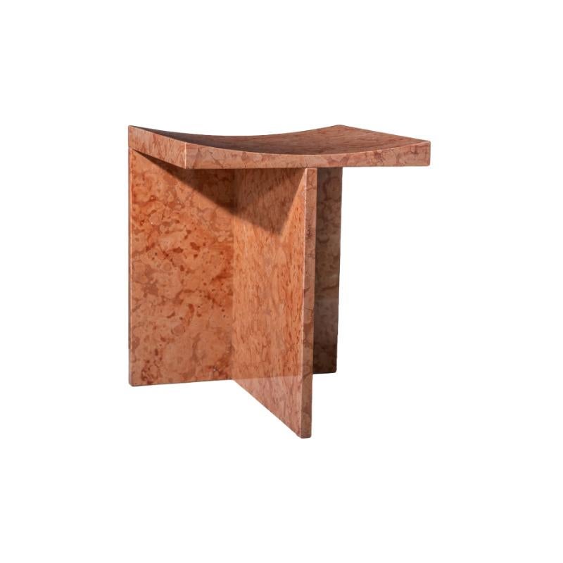 Italian Thebes - Rosso Verona Marble Contemporary Stool Designed by McGannon Saad For Sale