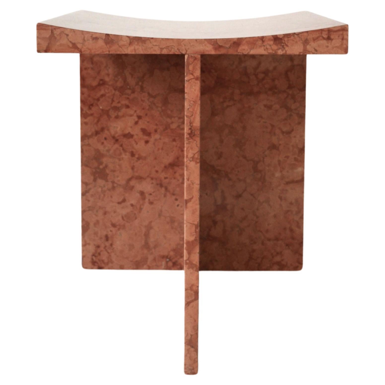 Thebes - Rosso Verona Marble Contemporary Stool Designed by McGannon Saad For Sale