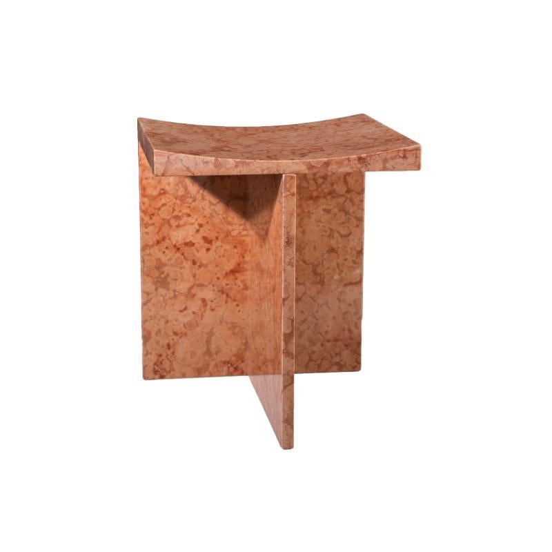 Thebes - Rosso Verona Marble Contemporary Stool Designed by McGannon Saad For Sale