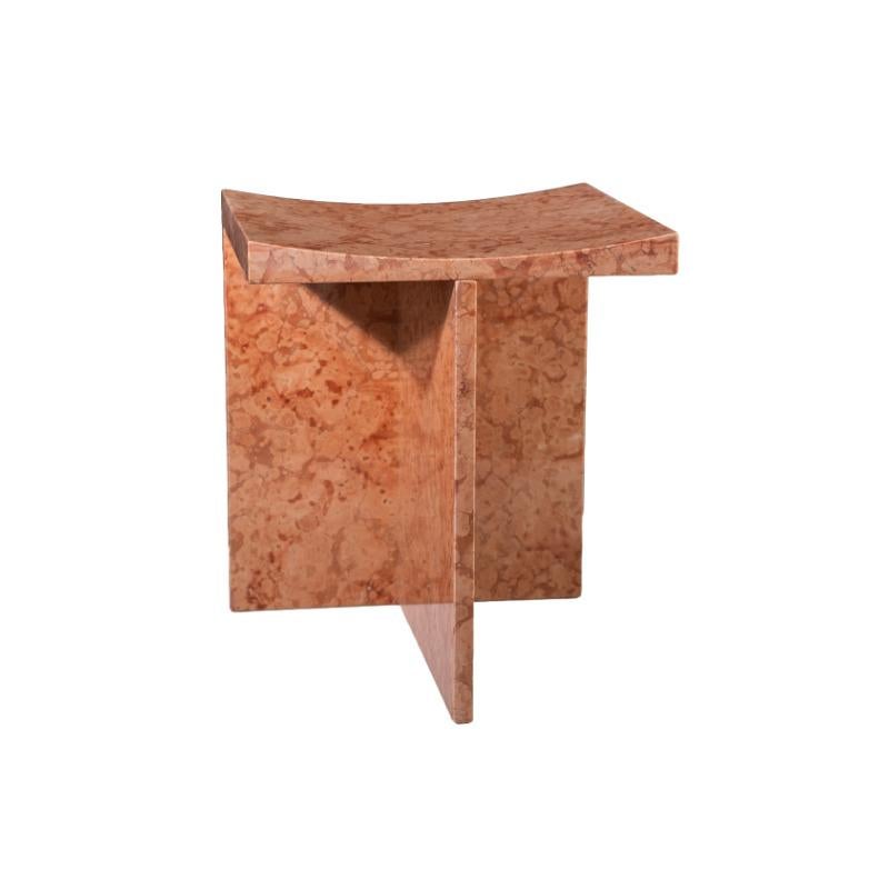 Italian Thebes - Rosso Verona Marble Contemporary Stool Designed by McGannon Saad For Sale