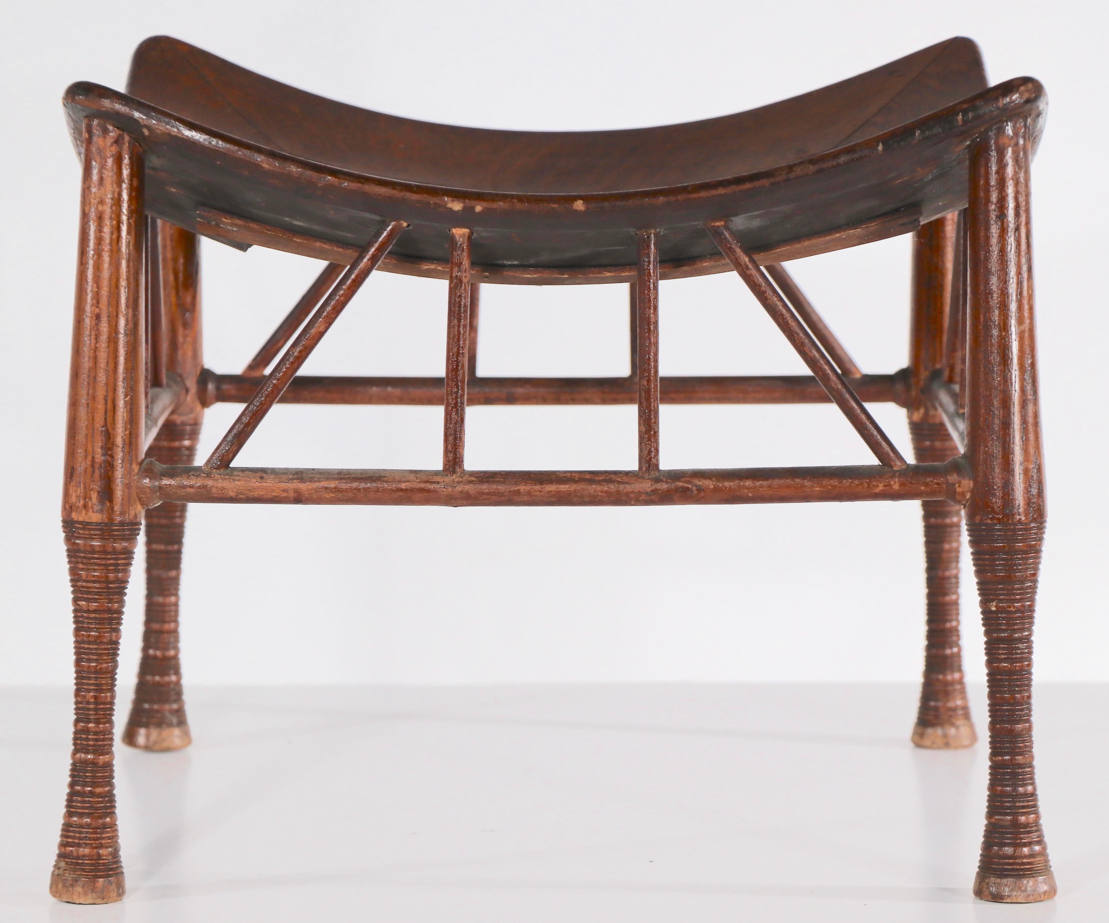 Egyptian Revival Thebes Stool in Oak