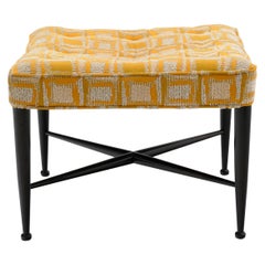 Retro "Thebes" X Base Stool / Ottoman by Edward Wormley for Dunbar, Original Fabric