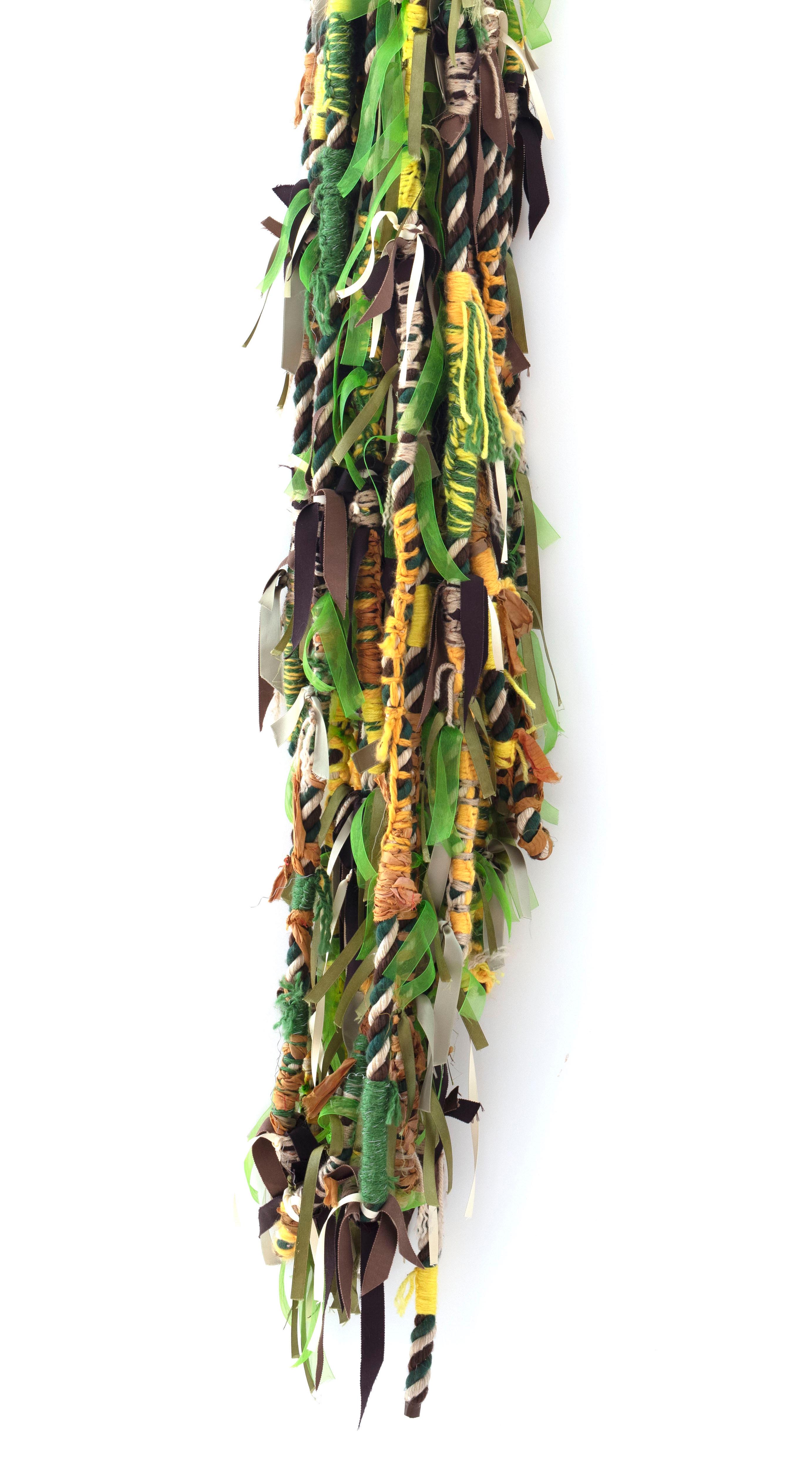 Fiber wall hanging: 'Politics of Hair: Camo Green'  For Sale 4