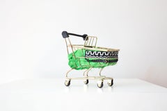 Mini shopping cart: 'Mini Green Black Racing Stripe Baggage Cart'