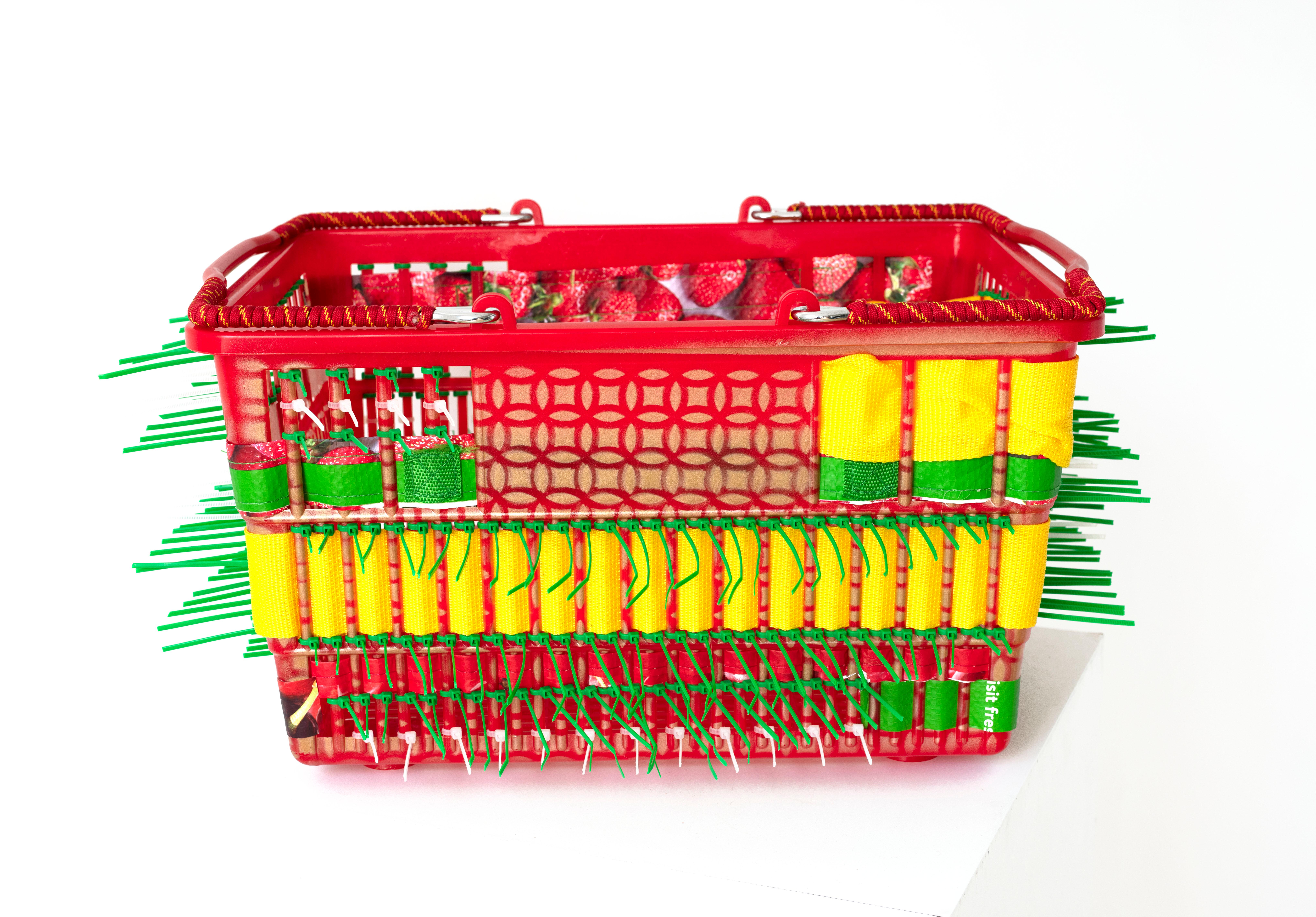 Upcycled Grocery Basket Sculpture: 'Convenience Basket 1/6' For Sale 1