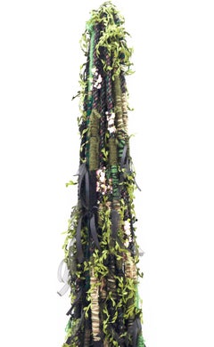 Large fiber wall hanging: 'Politics of Hair Camo Black Glitter'