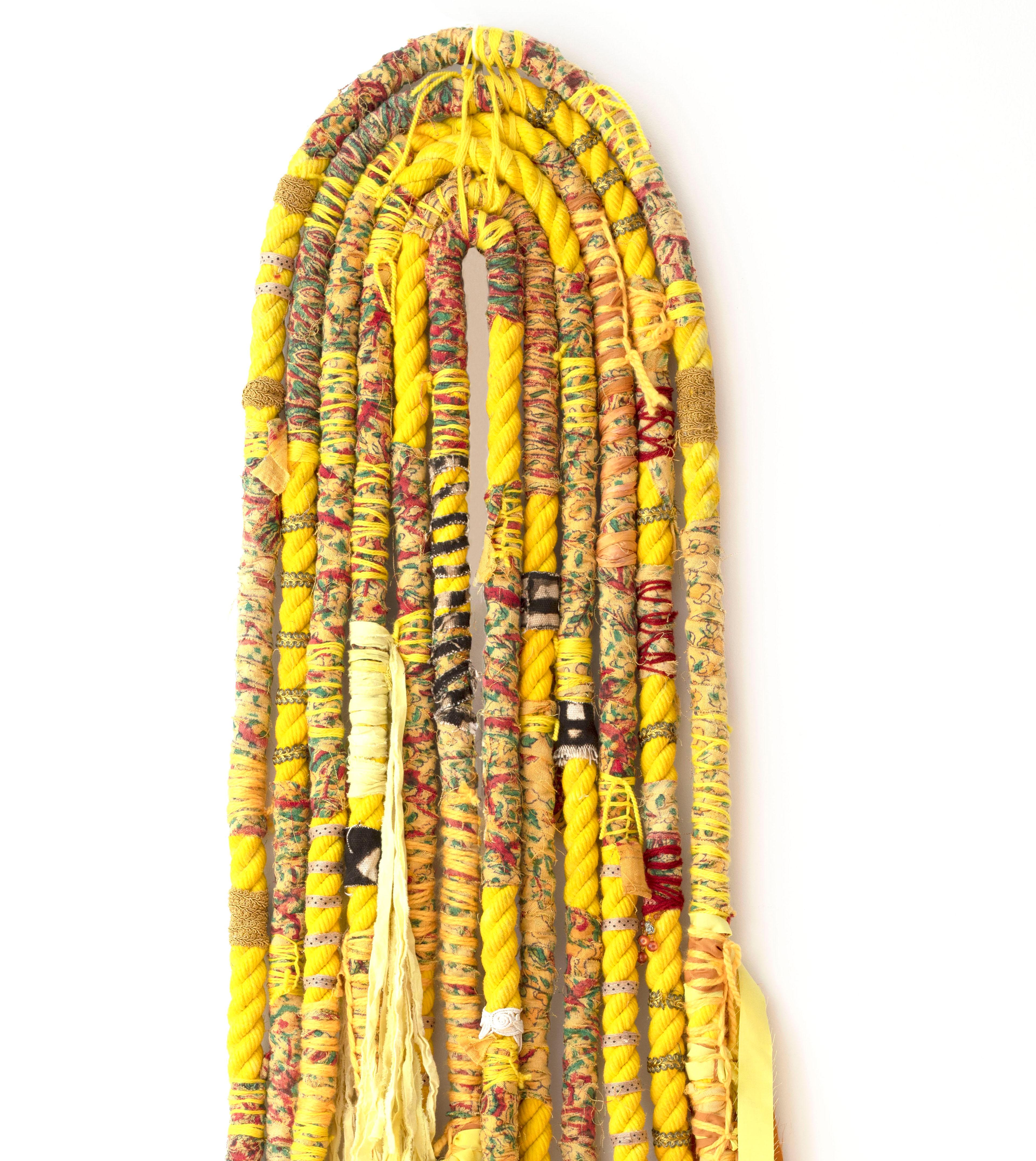 Large fiber wall hangings: 'Yellow Fringe Gal 1 & 2' For Sale 4