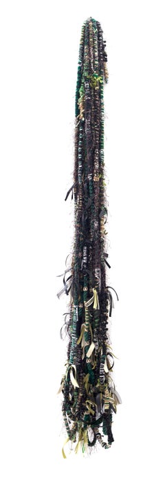 Large fiber wall hanging: 'Politics of Hair Camo Green'