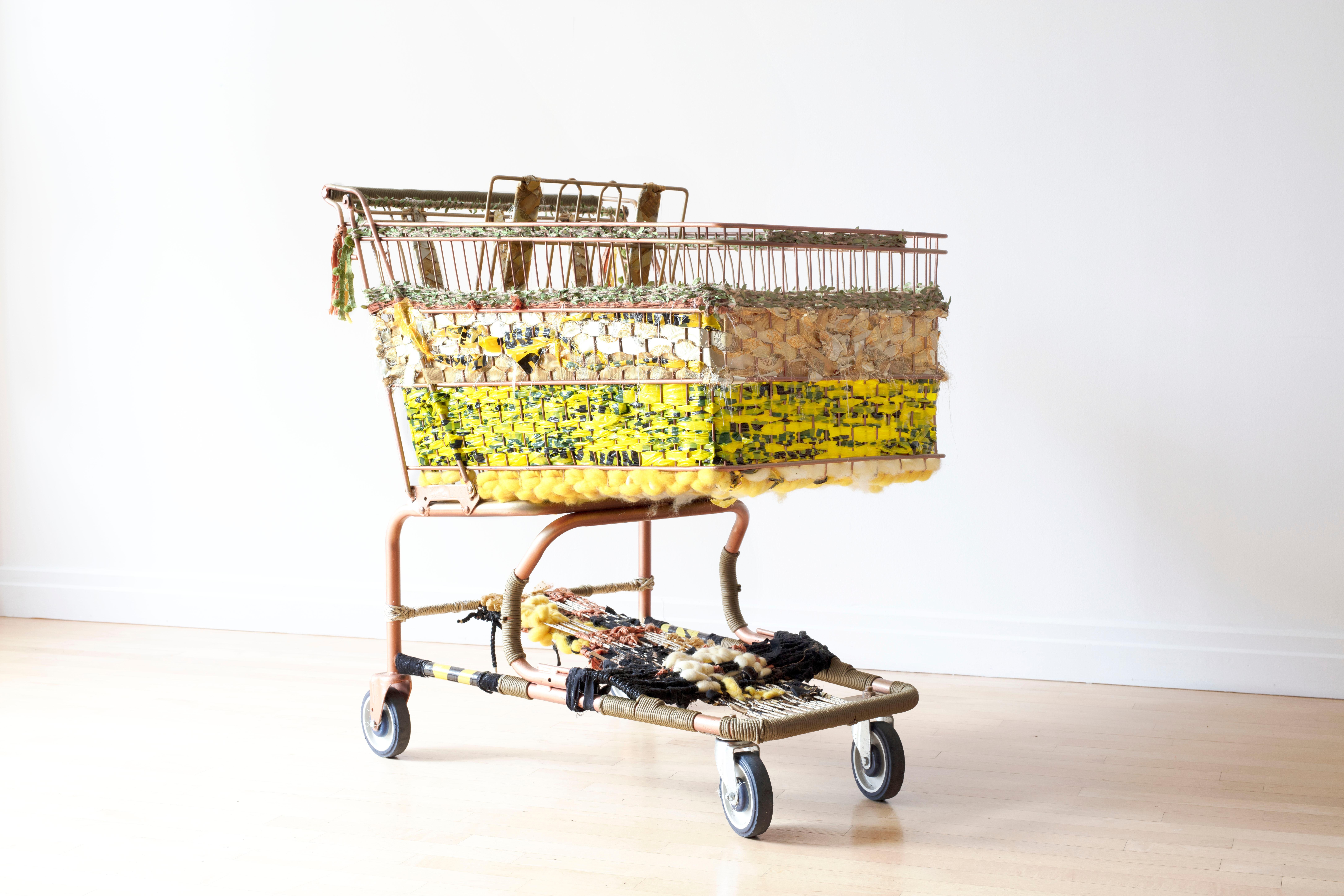 Theda Sandiford Abstract Sculpture - Large Scale Sculpture: 'Caution Cart' Emotional Baggage Cart 