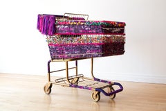 Large Sculpture: 'Purple Fiesta: Baggage' Emotional Baggage Cart 