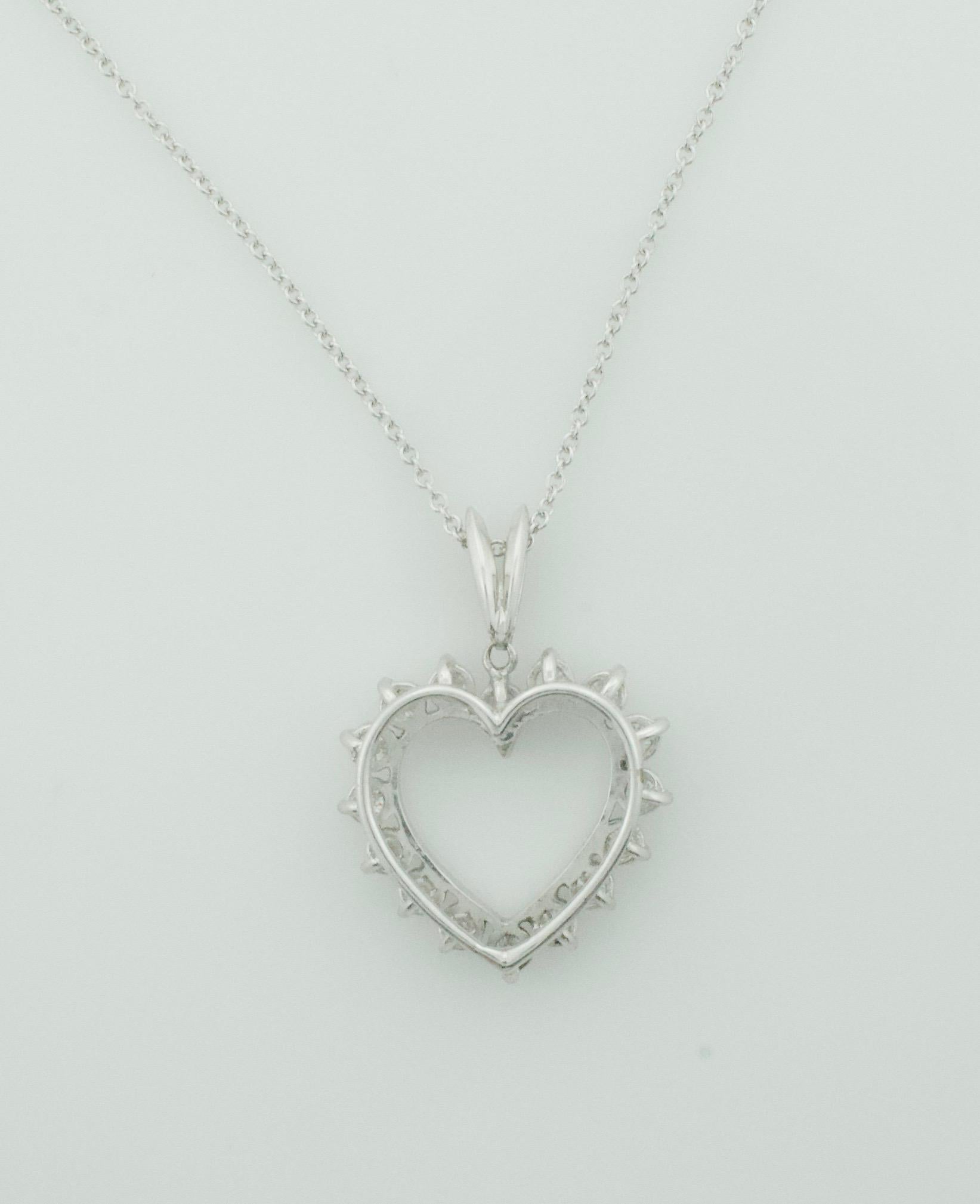 Women's or Men's Thee Classic Diamond Heart Pendant on Chain 1.75 Carats Circa 1960's For Sale